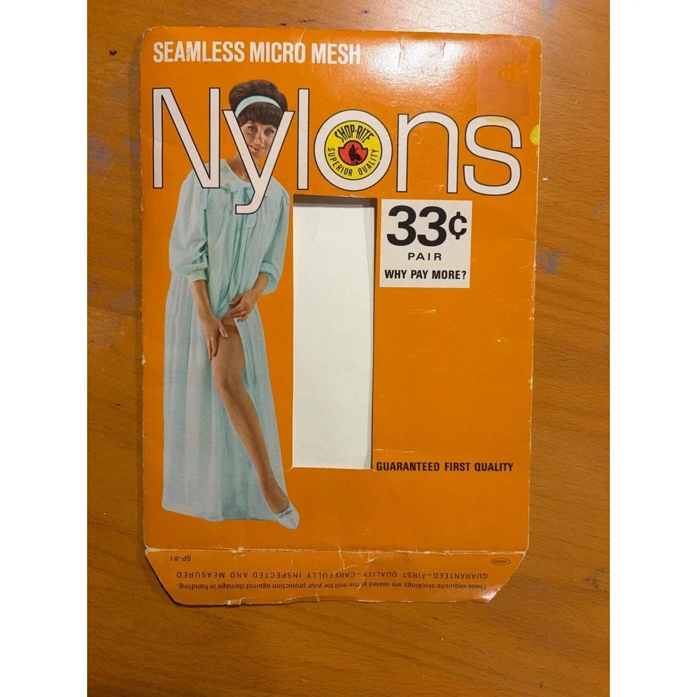 VTG 60s NOS Seamless Micro Mesh Nylon Stockings Thigh High Garter Belt Sheer‎